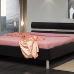 Peach shades for a bed with a soft back