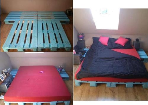 Step-by-step assembly of a bed from a pallet