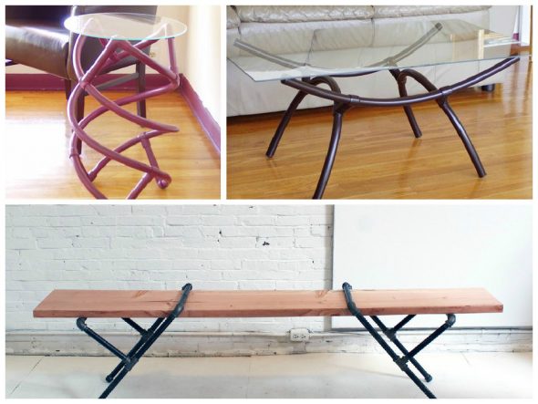 Examples of tables with pipe frames