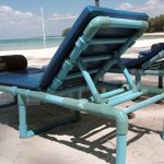 Folding chaise lounge for the beach
