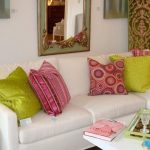 Multicolored bright cushions in the interior