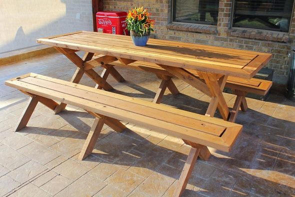 garden furniture - table and benches photo