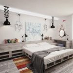 Bedroom with furniture from pallets for creative people
