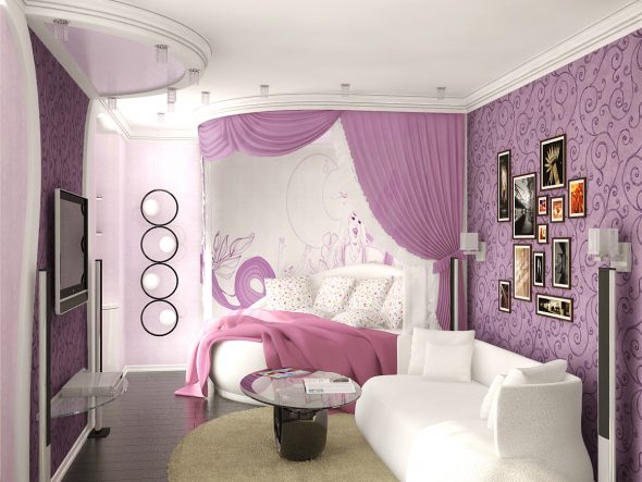Sypialnia z podziałem na strefy Lilac