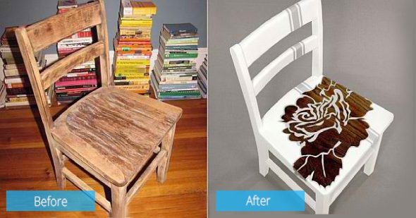 krzesło i po renowacji
