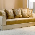 Bright sofa with pillows