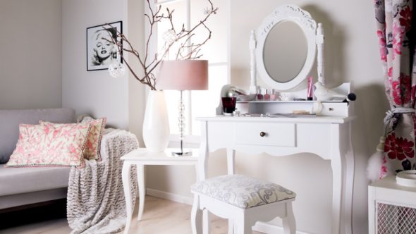 Cozy bedroom with dressing table