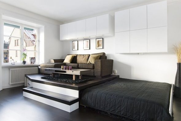 The built-in bed is a great way to hide it in the interior.