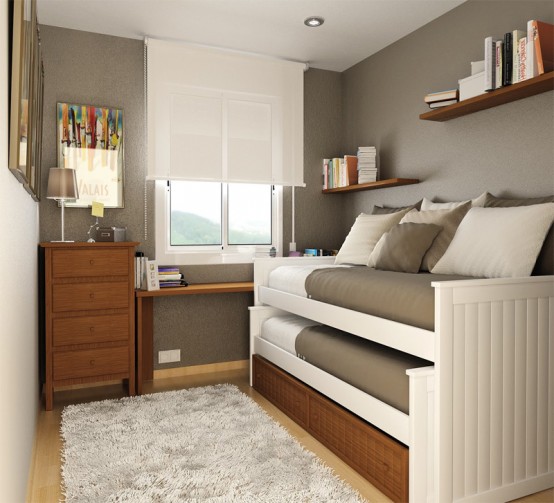 Retractable bed for a small bedroom