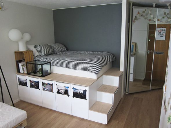 High bed with steps