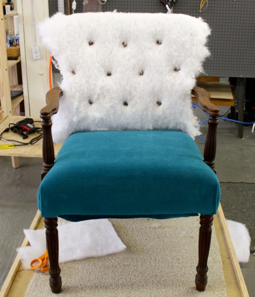 Replacing filler and fabric for an elegant chair