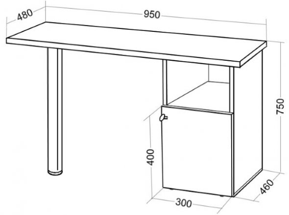 Manicure table na may cabinet