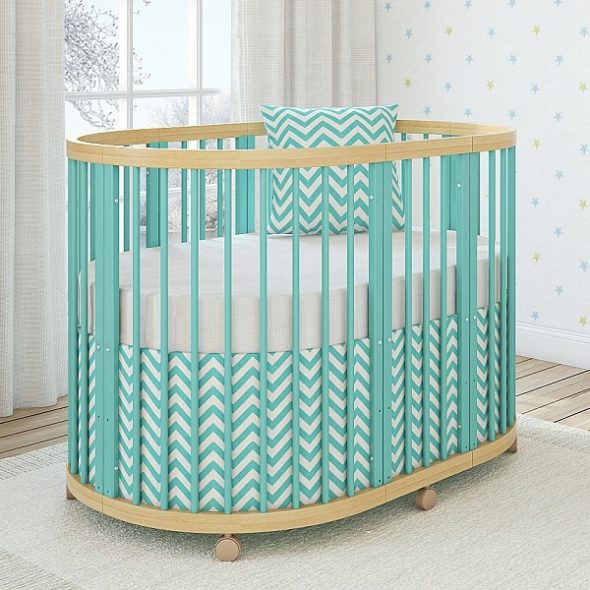 Turquoise wooden bed transformer