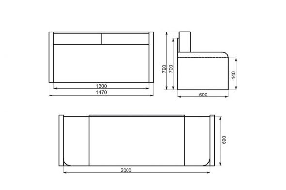 Drawing for the manufacture of couches