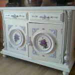 Decoupage furniture using lavender fragments in the style of Provence