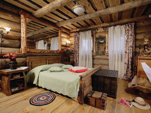Wooden bed for the bedroom