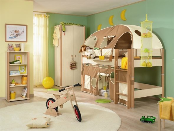 Children's room with loft bed