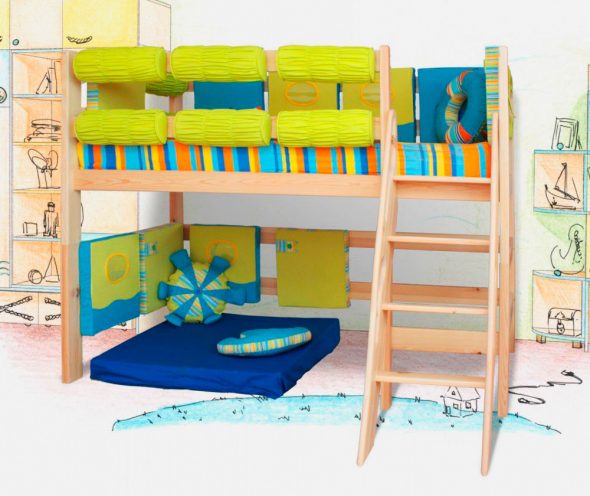 Children's bed with a play area Sailor