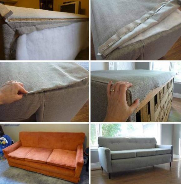 Sofa przed i po naprawie