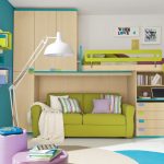 Bunk bed for children with a sofa downstairs