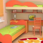 Bunk bed with a working area and two beds