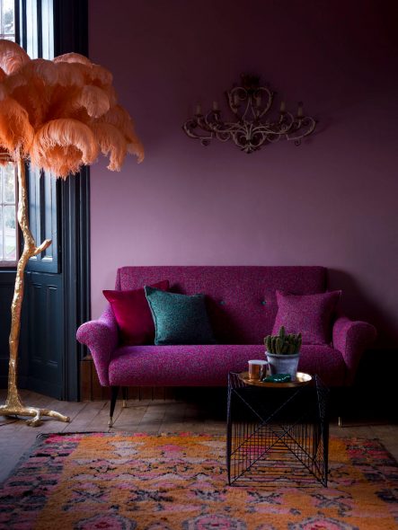 Elegant sofa with velvet upholstery