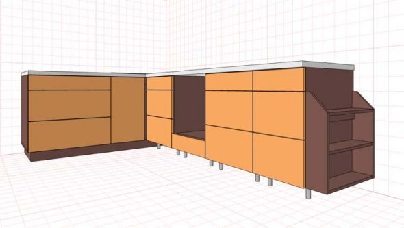 Sketch of the bottom of the kitchen