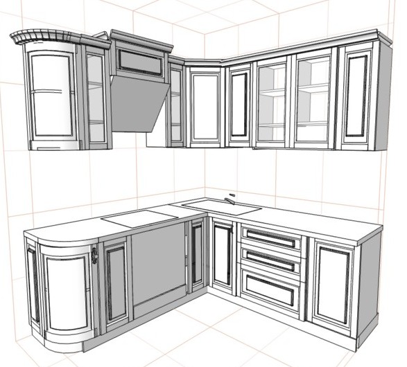 Sketch of the corner kitchen
