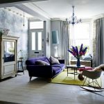 Violet and gray color in the interior