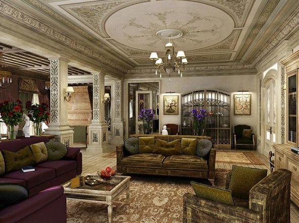 Interiér klasického stylu obývacího pokoje