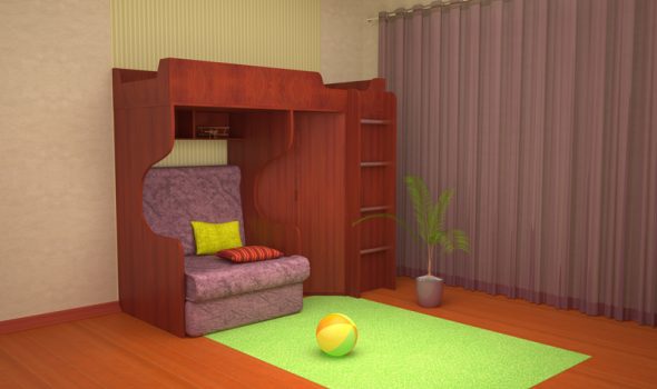 A set of furniture in the room for children