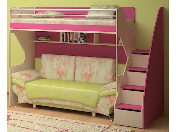 Kızlar için odada güzel ve konforlu mobilya