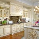 Beautiful kitchen with a baroque island