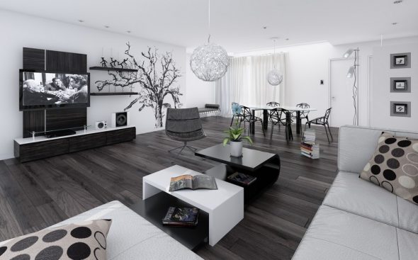 Beautiful and stylish design of the living room