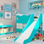 Loft bed with nautical style slide