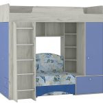 Loft bed na may silya at built-in na istante