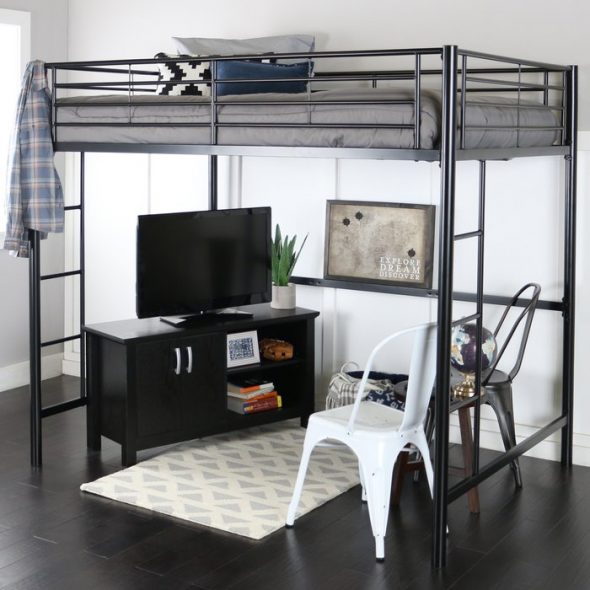 Bed with a vertical ladder