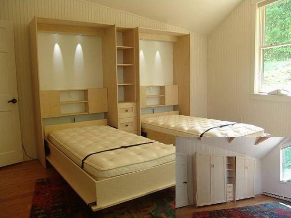 Bed-wardrobe for two children