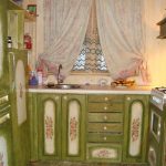 Kitchen set in green with decoupage