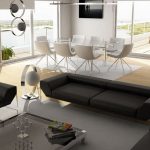 Laconic at multifunctional furniture para sa dining-living room