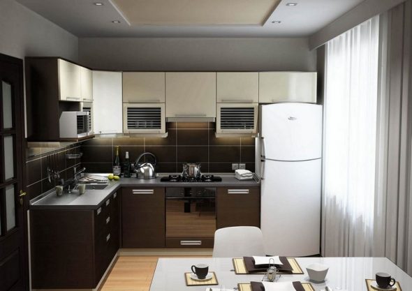 Small high-tech corner kitchen