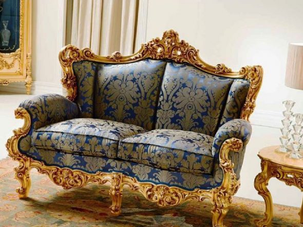 Small sofa with gold leaf