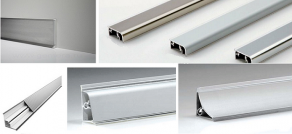 Metal baseboards of different shapes