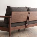 Soft sofa with walnut seat