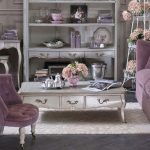 Gentle-lilac sofa for the living room in the style of Provence
