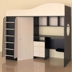 Teenage bed with wardrobe and work area