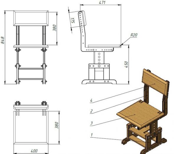 Chair for the student with their own hands