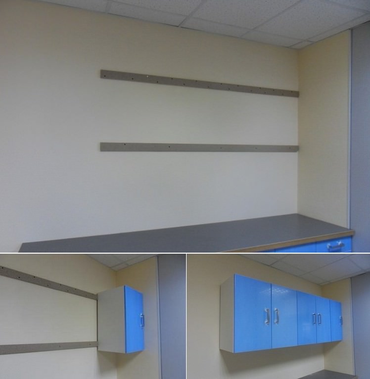 cabinets on plasterboard wall