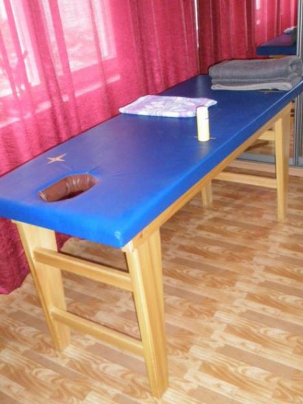 Blue stationary table