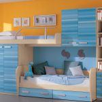 Blue bunk bed with displaced berths